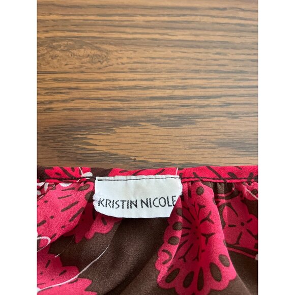 Kristin Nicole red brown white floral top size Large - Picture 3 of 3